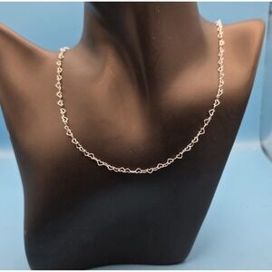Women's Silver 925 Italy Heart Necklace Approx 28 Inches New See Pics  #0345